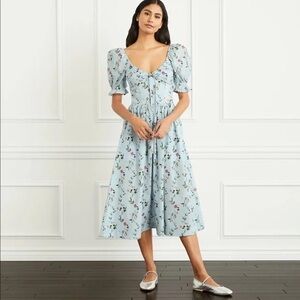 Hill House Light Blue Floral Long Sleeve Dress